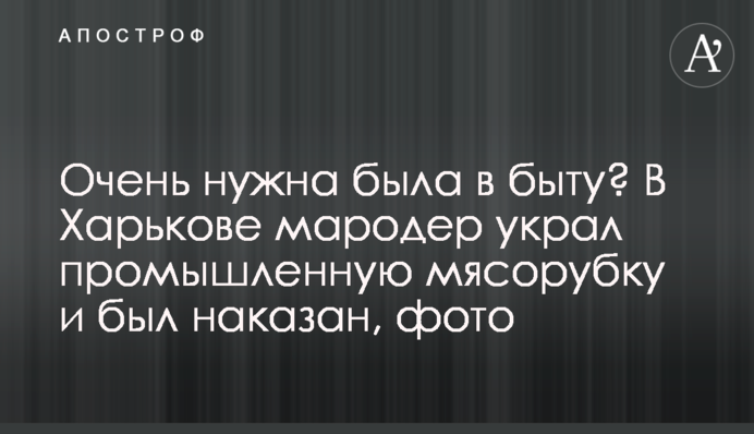 Дуже потрібна була у побуті? У Харкові мародер вкрав промислову м'ясорубку та був покараний.
