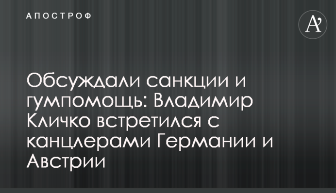Обговорювали санкції та гумдопомогу: Володимир Кличко зустрівся з канцлерами Німеччини та Австрії