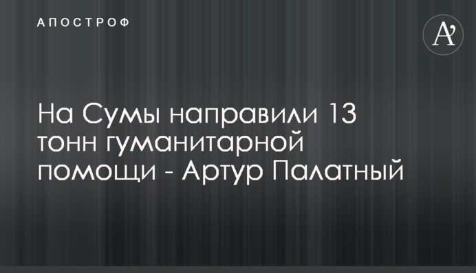 На Суми направили 13 тон гуманітарної допомоги - Артур Палатний