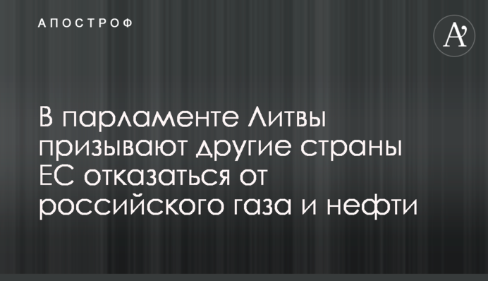 В парламенте Литвы призывают другие страны ЕС отказаться от российского газа и нефти