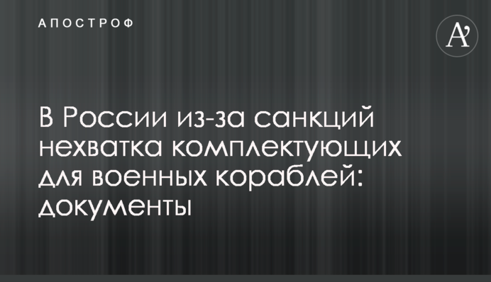 В России из-за санкций нехватка комплектующих для военных кораблей: документы