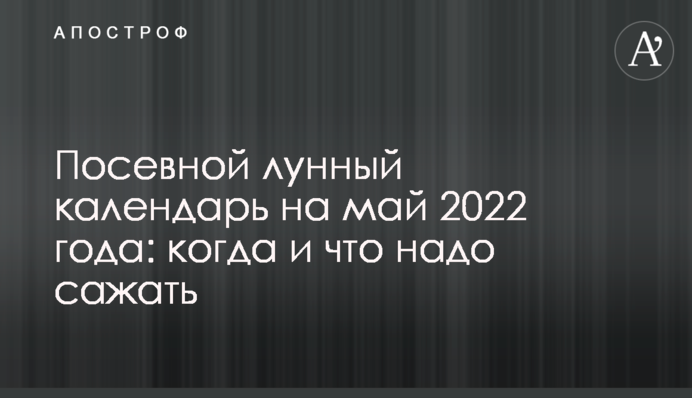 Посівний місячний календар на травень 2022 року: коли і що треба садити