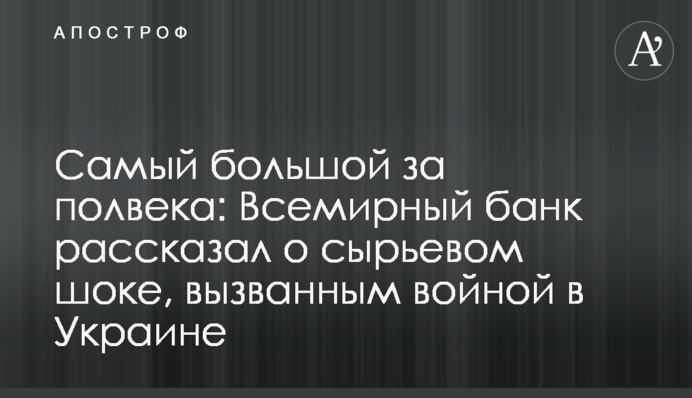 Найбільший за півстоліття: Світовий банк розповів про сировинний шок, спричинений війною в Україні
