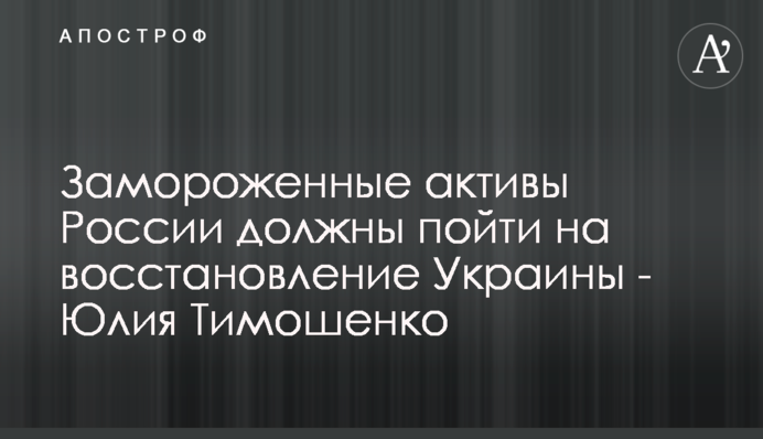 Заморожені активи росії мають піти на відновлення України - Юлія Тимошенко