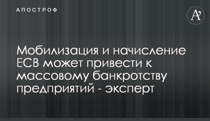 Мобилизация и начисление ЕСВ может привести к массовому банкротству предприятий - эксперт