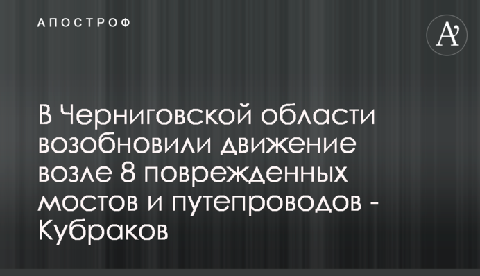У Чернігівській області відновили рух біля 8 пошкоджених мостів та шляхопроводів - Кубраков