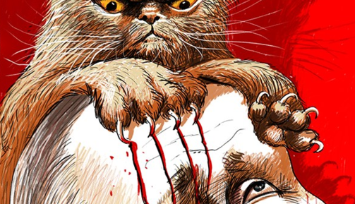 Спасенного кота в Бородянке показали на меткой карикатуре с Путиным