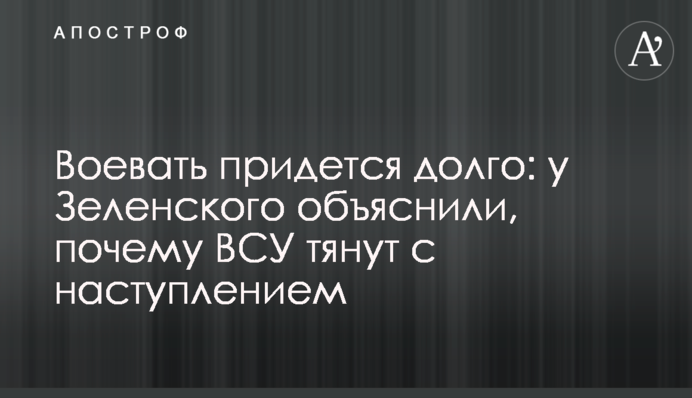 Воювати доведеться довго: у Зеленського пояснили, чому ЗСУ тягнуть із наступом