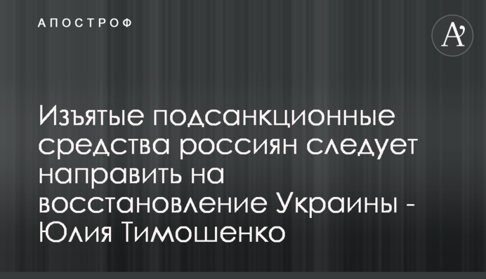 Вилучені підсанкційні кошти росіян треба спрямувати на відновлення України - Юлія Тимошенко