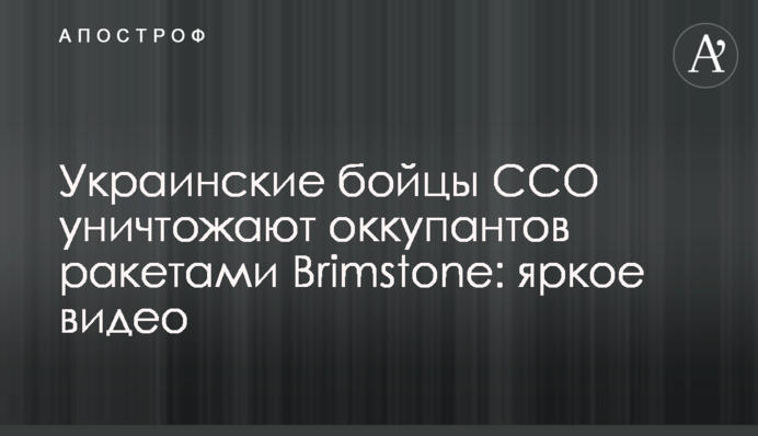 Украинские бойцы ССО уничтожают оккупантов ракетами Brimstone: яркое видео