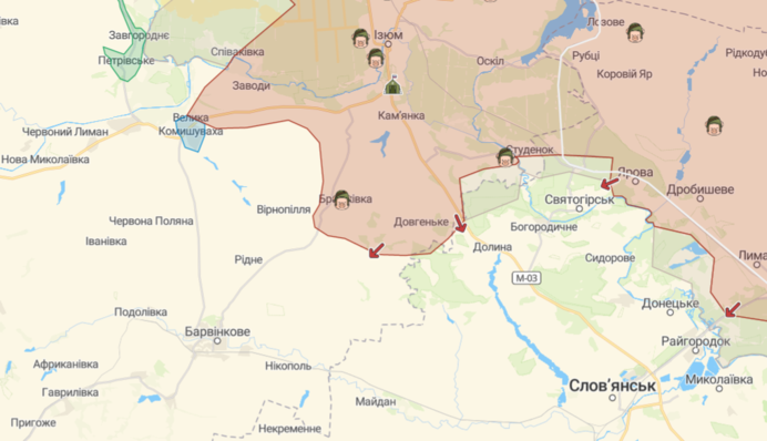 ЗСУ відбили наступ рашистів на Слов'янському напрямі: карта