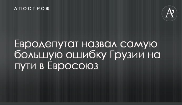 Евродепутат назвал самую большую ошибку Грузии на пути в Евросоюз