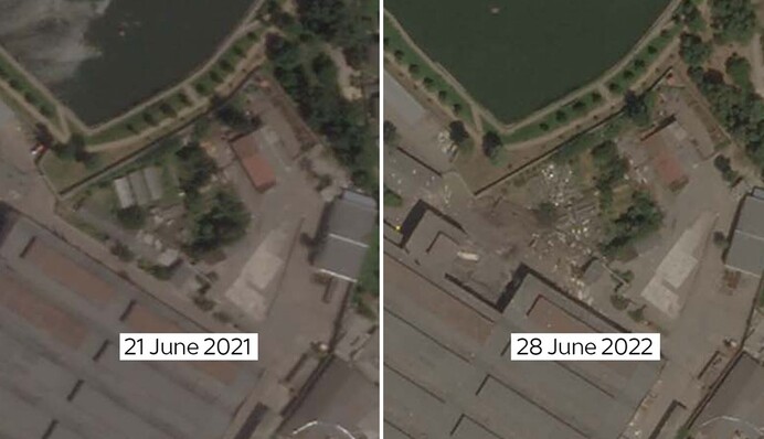 Ракетний удар по ТЦ у Кременчуці: як виглядає будівля на супутникових знімках