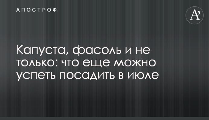 Капуста, фасоль и не только: что еще можно успеть посадить в июле