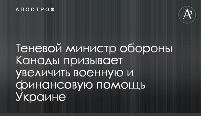 Тіньовий міністр оборони Канади закликає збільшити військову та фінансову допомогу Україні
