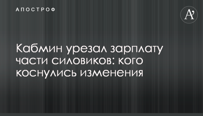 Кабмин урезал зарплату части силовиков: кого коснулись изменения