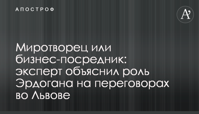 Миротворець чи бізнес-посередник: експерт пояснив роль Ердогана на переговорах у Львові