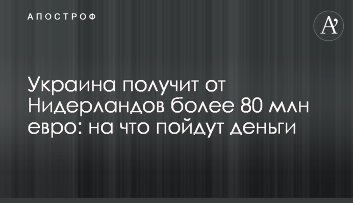 Украина получит от Нидерландов более 80 млн евро: на что пойдут деньги