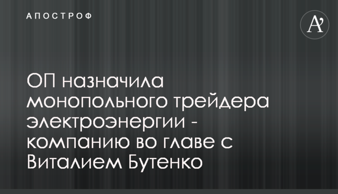 ОП призначила монопольного трейдера електроенергії - компанію на чолі з Віталієм Бутенком