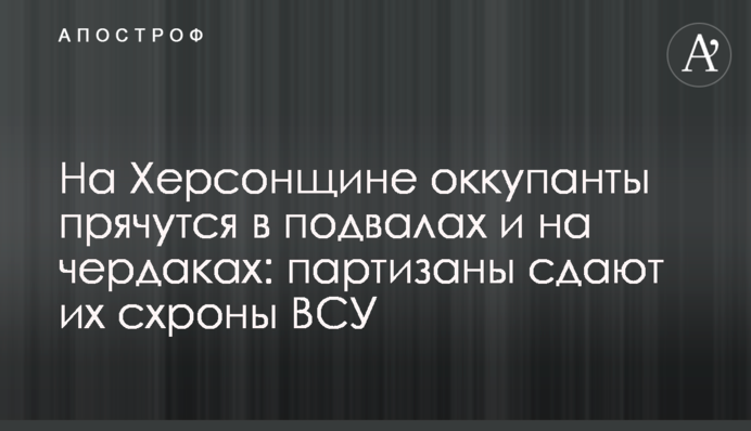 На Херсонщине оккупанты прячутся в подвалах и на чердаках: партизаны сдают их схроны ВСУ