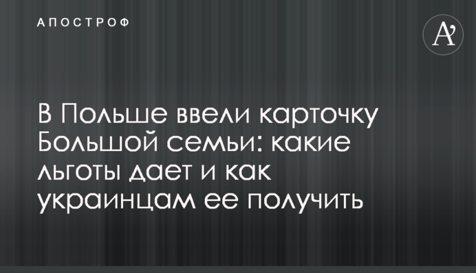 В Польше ввели карточку Большой семьи: какие льготы дает и как украинцам ее получить