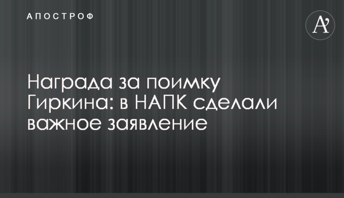 Награда за поимку Гиркина: в НАПК сделали важное заявление