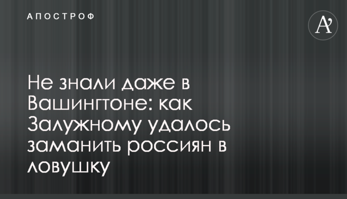 Не знали даже в Вашингтоне: как Залужному удалось заманить россиян в ловушку