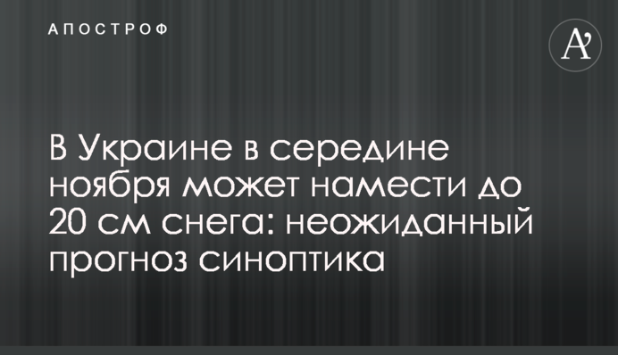В Украине в середине ноября может намести до 20 см снега: неожиданный прогноз синоптика