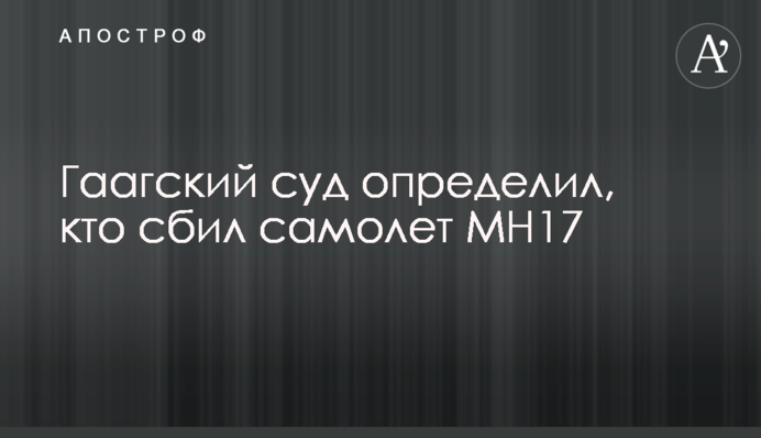 Гаагский суд определил, кто сбил самолет MH17