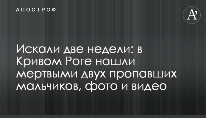 Шукали два тижні: у Кривому Розі знайшли мертвими двох зниклих хлопчиків, фото та відео