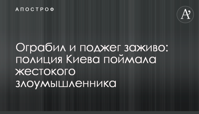 Ограбил и поджег заживо: полиция Киева поймала жестокого злоумышленника