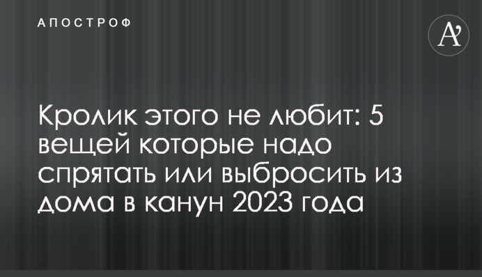 Кролик этого не любит: 5 вещей которые надо спрятать или выбросить из дома в канун 2023 года