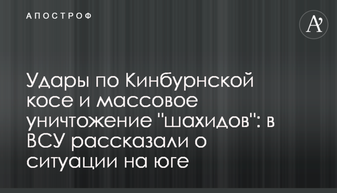 Удары по Кинбурнской косе и массовое уничтожение "шахидов": в ВСУ рассказали о ситуации на юге