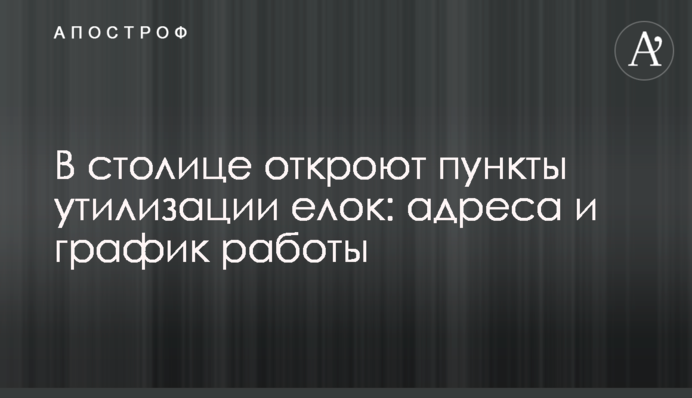 В столице откроют пункты утилизации елок: адреса и график работы