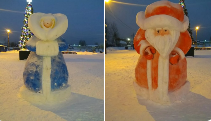 Какая страна, такие и символы: в сети показали фото странных снежных скульптур в России