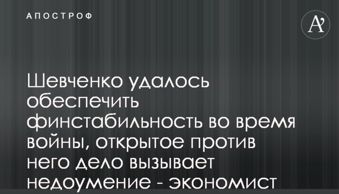 Шевченко удалось обеспечить финстабильность во время войны, открытое против него дело вызывает недоумение - экономист