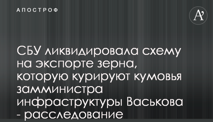 СБУ ликвидировала схему на экспорте зерна, которую курируют кумовья замминистра инфраструктуры Васькова - расследование