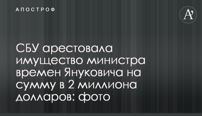 СБУ арестовала имущество министра времен Януковича на сумму в 2 миллиона долларов: фото