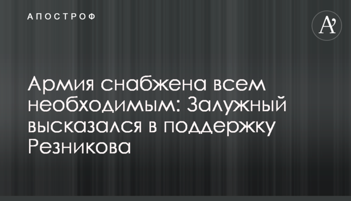 Армия снабжена всем необходимым: Залужный высказался в поддержку Резникова