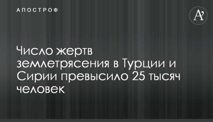 Число жертв землетрясения в Турции и Сирии превысило 25 тысяч человек