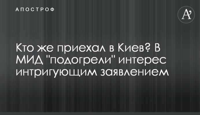 Кто же приехал в Киев? В МИД 