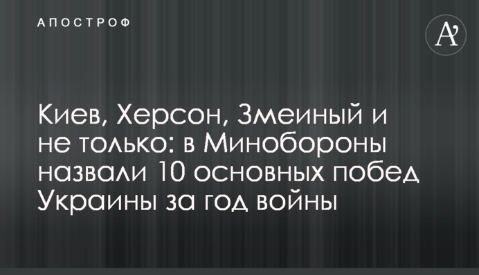 Київ, Херсон, Зміїний та не лише: в Міноборони назвали 10 основних перемог України за рік війни