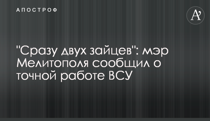 "Сразу двух зайцев":  мэр Мелитополя сообщил о точной работе ВСУ