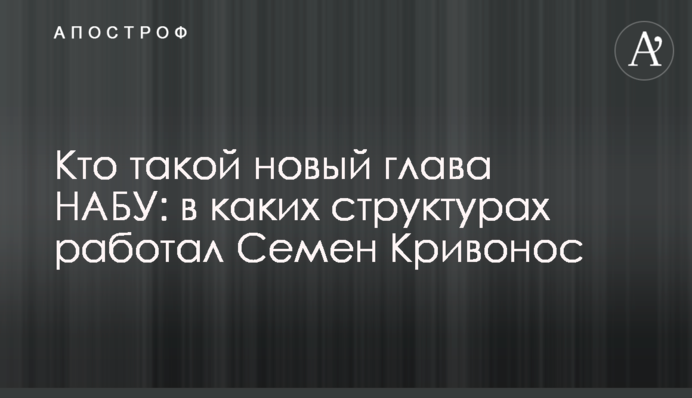 Хто такий новий голова НАБУ: у яких структурах працював Семен Кривоніс