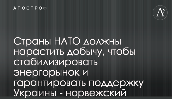 Країни НАТО повинні наростити видобуток, щоб стабілізувати енергоринок та гарантувати підтримку України - норвезький парламентар