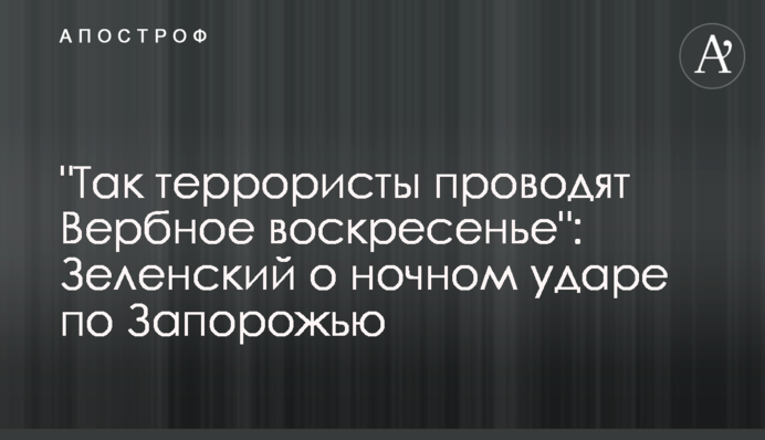 "Так терористи проводять Вербну неділю": Зеленський про нічний удар по Запоріжжю