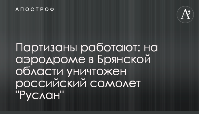 Партизаны работают: на аэродроме в Брянской области уничтожен российский самолет 