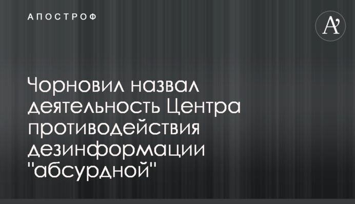 Чорновіл назвав діяльність Центру протидії дезінформації 