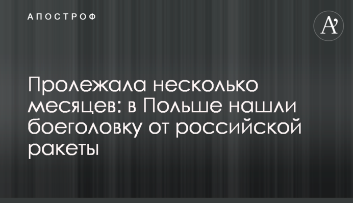 Пролежала несколько месяцев: в Польше нашли боеголовку от российской ракеты