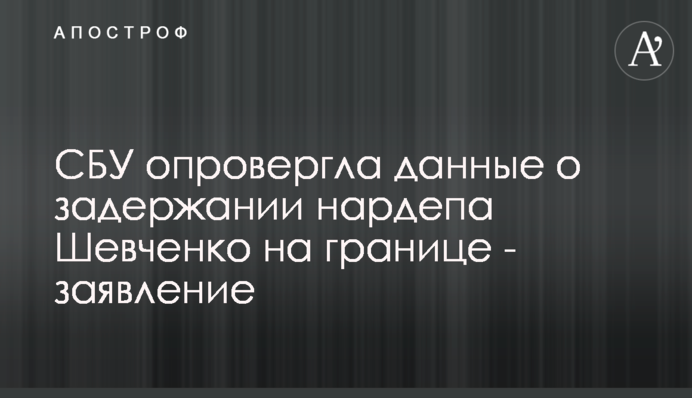 СБУ спростувало дані про затримання нардепа Шевченка на кордоні - заява